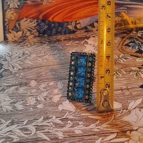 Adjustable Blue Rhinestones  Ring - Picture 3 of 6